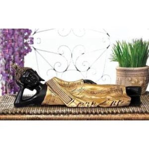 fiber sleeping buddha statue blackgold 774318
