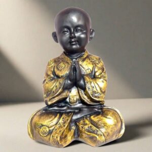 monk buddha polyresin statue for home decor and showpiece gold and black statue showpiece home decor 425162